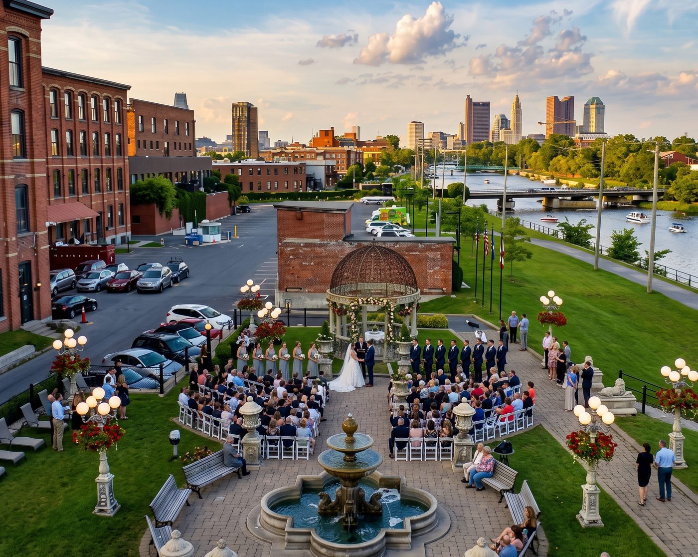 Wedding in the Château Saint-Ambroise gardens on the Lachine Canal